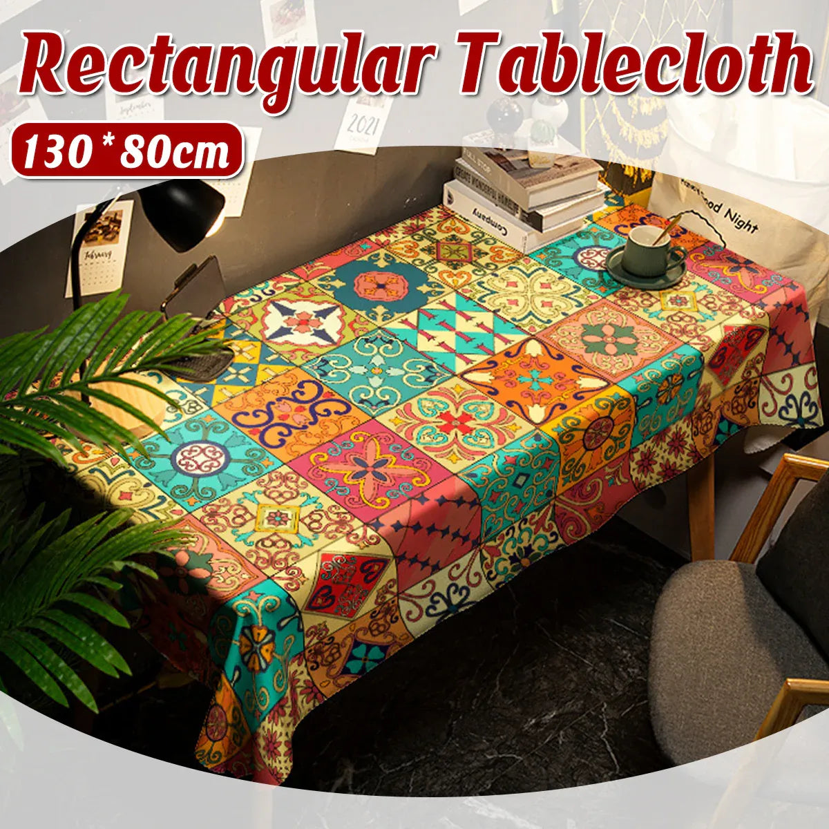 Rectangular Tablecloth Nordic Pattern Stain-Resistant for Dining